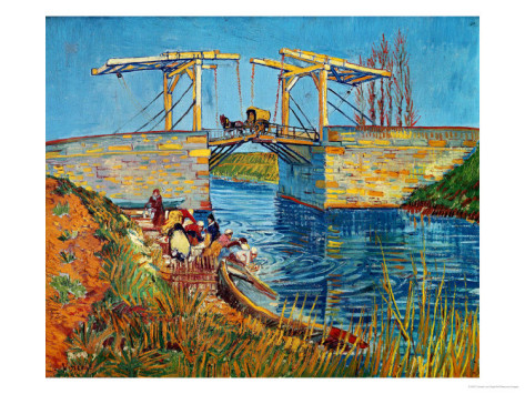 The Drawbridge at Arles with a Group of Washerwomen - Vincent Van Gogh Paintings - Click Image to Close
